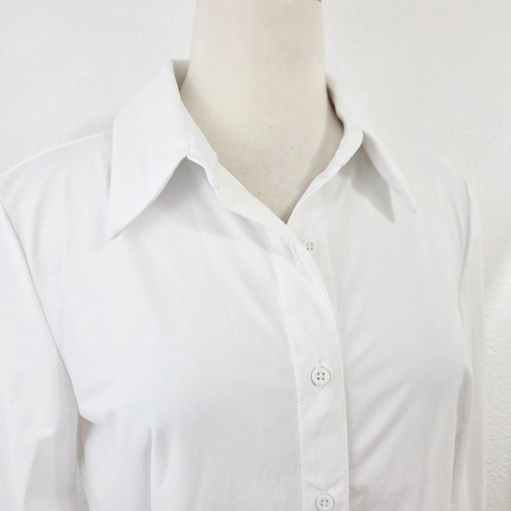 Commando Classic Button Down Bodysuit white collared shirt size large new NWT - Picture 5 of 8